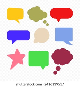 Vector set of colorful speech bubbles isolated on white background.