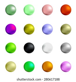 Vector Set of Colorful Spheres Isolated on White Background.