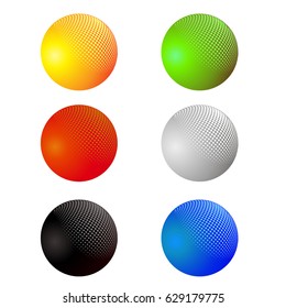 Vector Set of Colorful Spheres Isolated on White Background