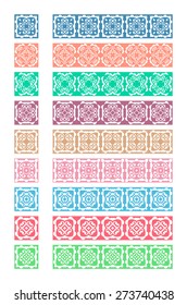 vector set of colorful square ornate brushes