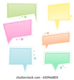 Vector set of colorful square speech bubble