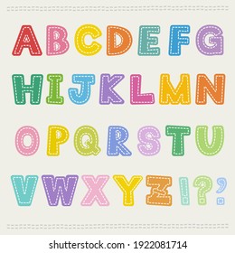 vector set of colorful stitched alphabet