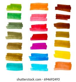 Vector set of colorful stripes drawn with marker pen. Stylish highlight elements for design. 