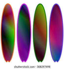Vector Set of Colorful Surfboards Isolated opn White Background