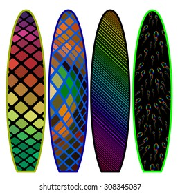 Vector Set of Colorful Surfboards Isolated on White Background