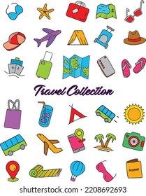 Vector set of colorful travel collection