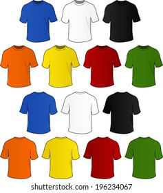 Vector set of colorful t-shirts on white background