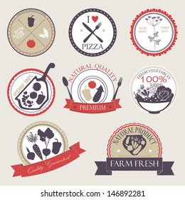 Vector set of colorful vegetables icons. Vector silhouettes collection