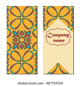 Vector set of colorful vertical banners for business and invitation. Portuguese, Moroccan; Talavera, Arabic; asian ornaments. Geometric and floral motifs