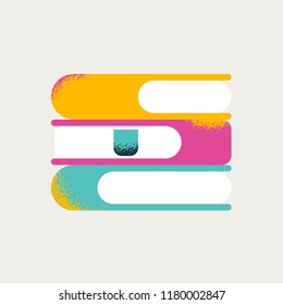 Vector Set of Colorful Vertical Stacks of three Books in flat.Education Infographic Template Design with Books Pile. Book Icons in Flat style isolated from white background