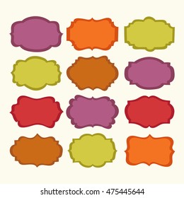 Vector set colorful vintage labels and frames. Vector illustration