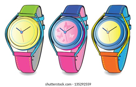 Conjunto de Vector de reloj colorido