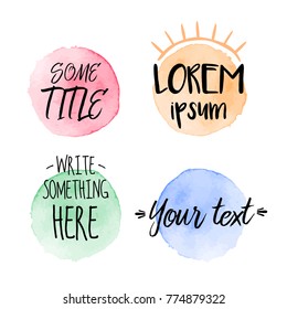 Vector set of colorful watercolor design elements for your text isolated on white background