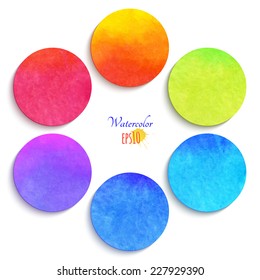 Vector set of colorful watercolor paint circles