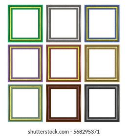 Vector Set of Colorful Wooden Frames Isolated on White Background