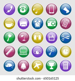 Vector set of colors glossy round buttons with business icons