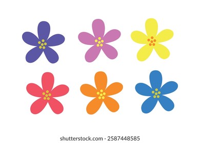 A vector set of colors highlighted on a white background. The cute flower set is perfect for design, decorating and creative projects, floristry, Easter.