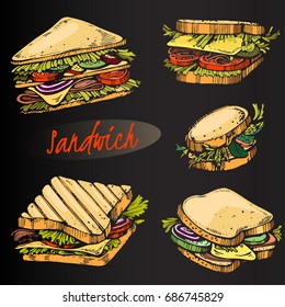 Vector set of colour sandwiches