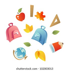 Vector set of colourful back to school icons