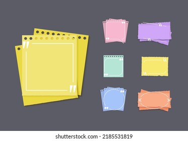 Vector Set of Colourful Papers with Talk Bubbles on Them, Collection of Frames on Dark Grey Background.