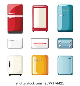 vector set of colourful refrigerator