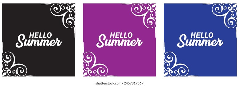Vector set of colourful social media stories design templates, backgrounds with copy space for text - summer landscape. Summer background.   vector illustration. EPS 10 .