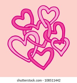 Vector set of combined hearts