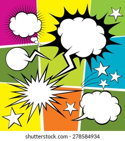 conjunto vectorial de historietas estilo voz y burbujas de pensamiento