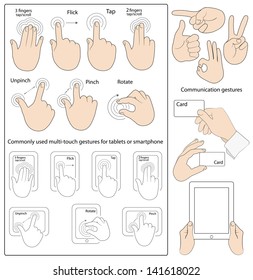 Vector set of commonly used gestures