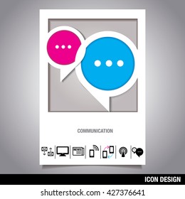 Vector set of communication sign icon, mobile icon, technology icon, message icon, news icon on photo frame icon.