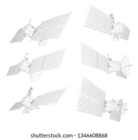 vector set. communications satellite of near-earth orbit. space technology of the future.