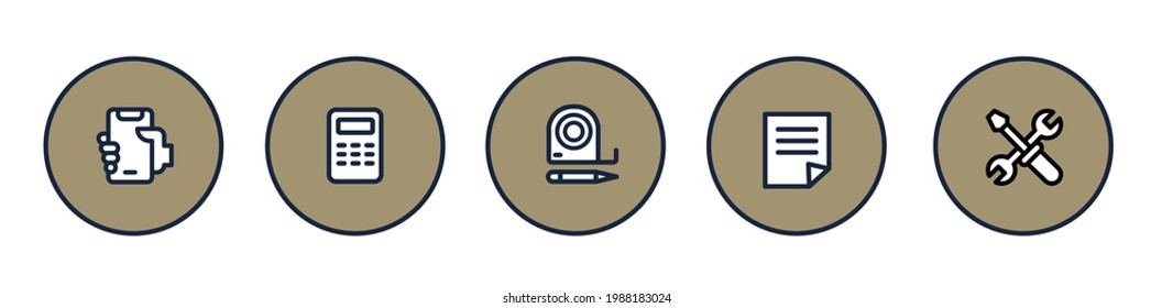 vector set of company advantages icons in gold with black color for the site of construction companies, renovation, furniture and interior design