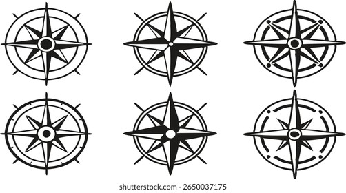 Vector set of compass rose designs