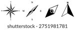 vector set compass symbol. navigation compass icon. North arrow sign design 