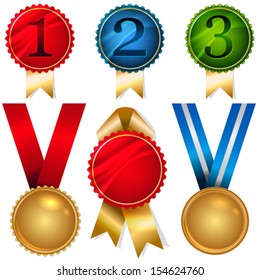 Vector set - competition medals, prizes 