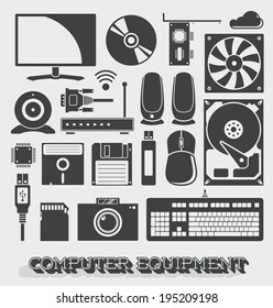 Vector Set: Computer Parts Objects and Icons