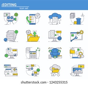 Vector set of computer services icons in thin line style. Website UI and mobile web app icon. Outline design illustration