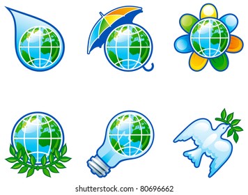 Vector set of  computer shine icons for environment. Part 2.