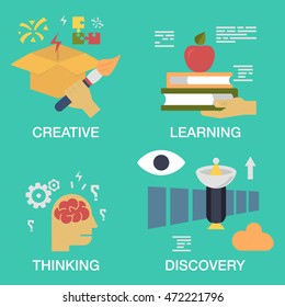 Vector set of conceptual  - creativity , learning, discovery, thinking