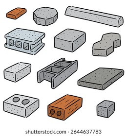 vector set of concrete construction block