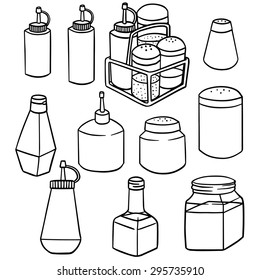 vector set of condiment bottle