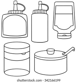 vector set of condiment bottle