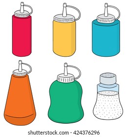 vector set of condiment bottle