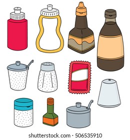 vector set of condiment bottle
