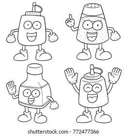 vector set of condiment bottle cartoon