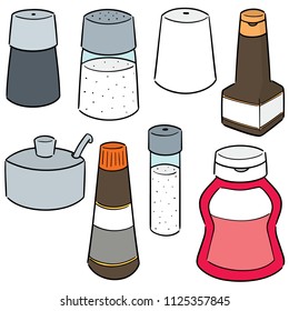 vector set of condiment bottles