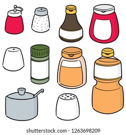 vector set of condiment bottles