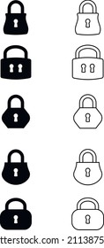 Vector set consisting of icons of locks.
The two options are linear and black and white.