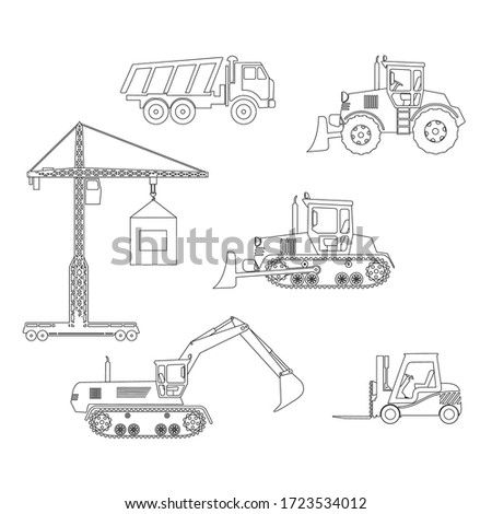Vector set of construction equipment icons