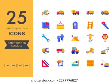 Conjunto de vectores de iconos de construcción